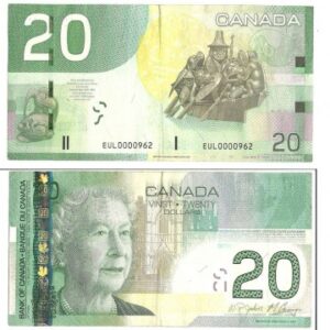 Buy Counterfeit 20 Canadian Dollar Banknotes (20 CAD)